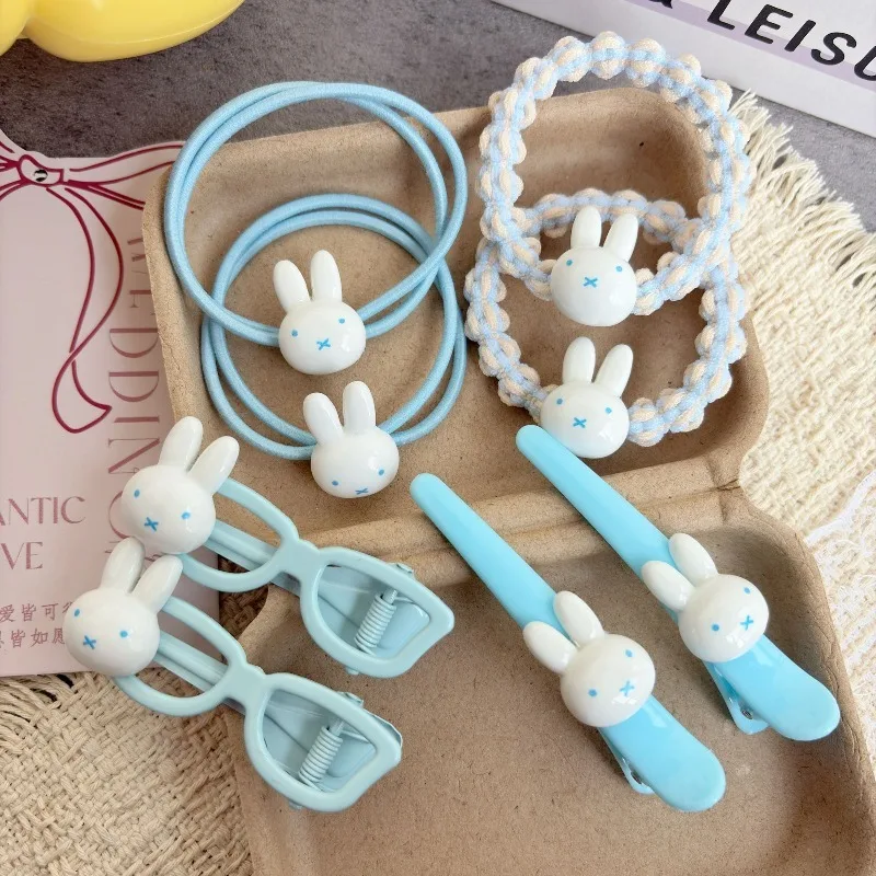Kawaii Miffy Rabbit Blue Hair Scrunchies Cartoon Ins Sweet and Lovely Girls All with Student Couple Boudoir Hair Accessories