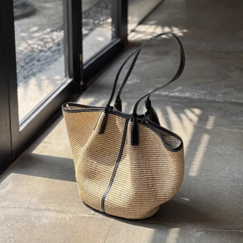 กระเป๋าสะพายไหล่ทอมือสไตล์ฝรั่ - Woven Straw Bag บทวิจารณ์และราคา