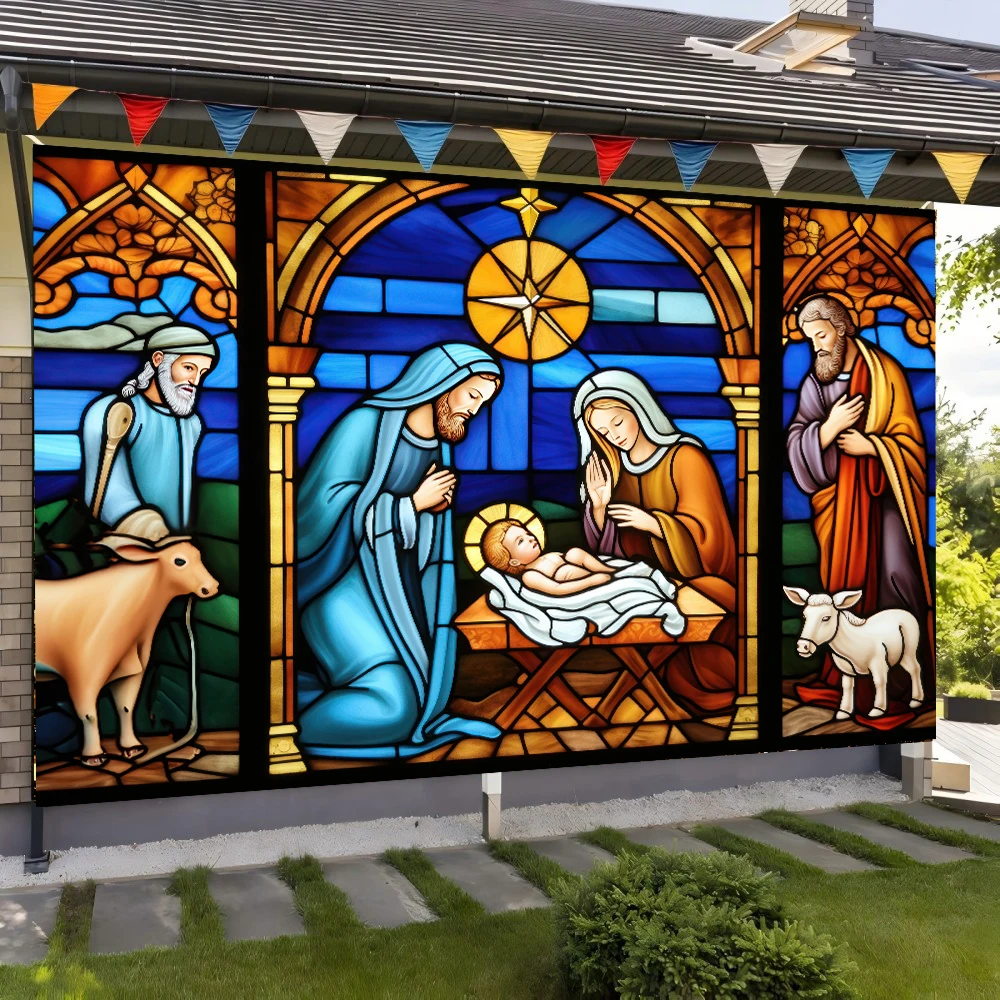 Birth of Jesus Photography Background Decorative Art Style Christmas Background Traditional Festival Nativity Background Banner