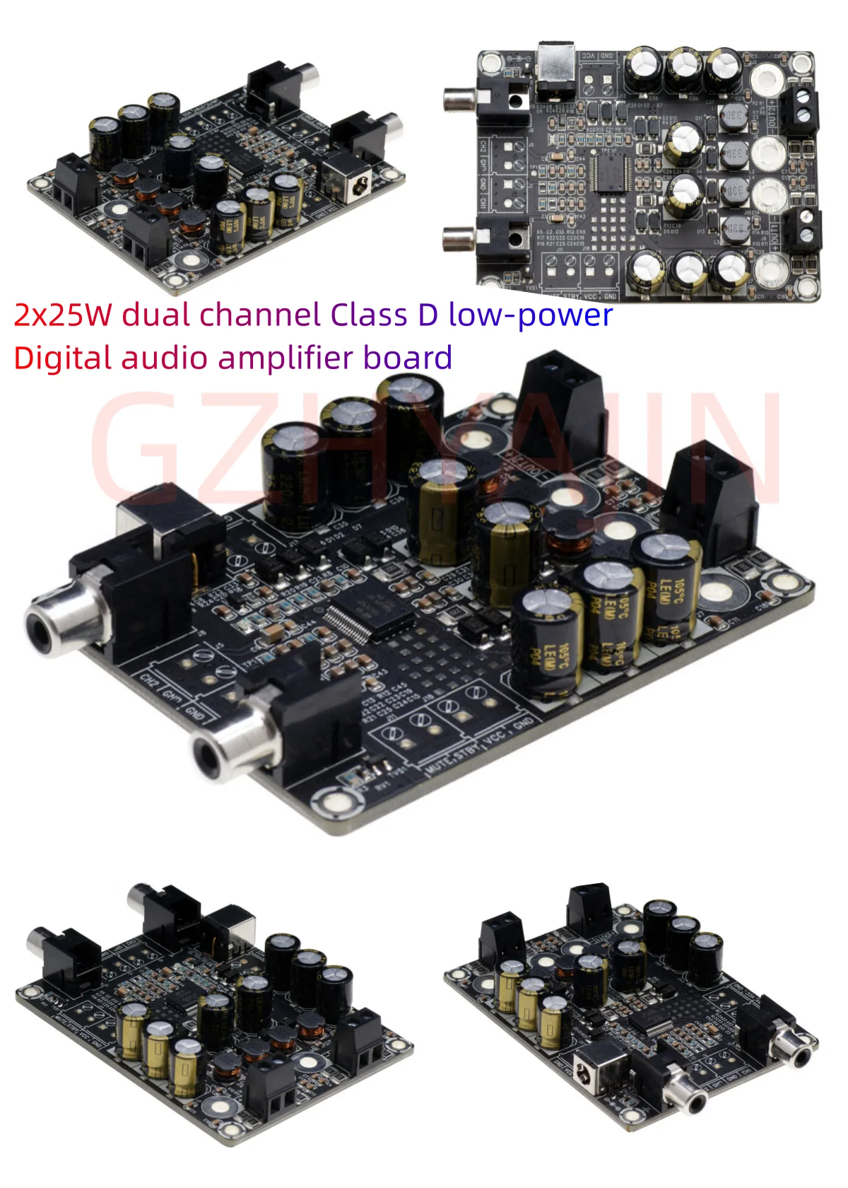 

New 2x25W dual channel D-class low-power digital audio amplifier board can be used for various audio sources.