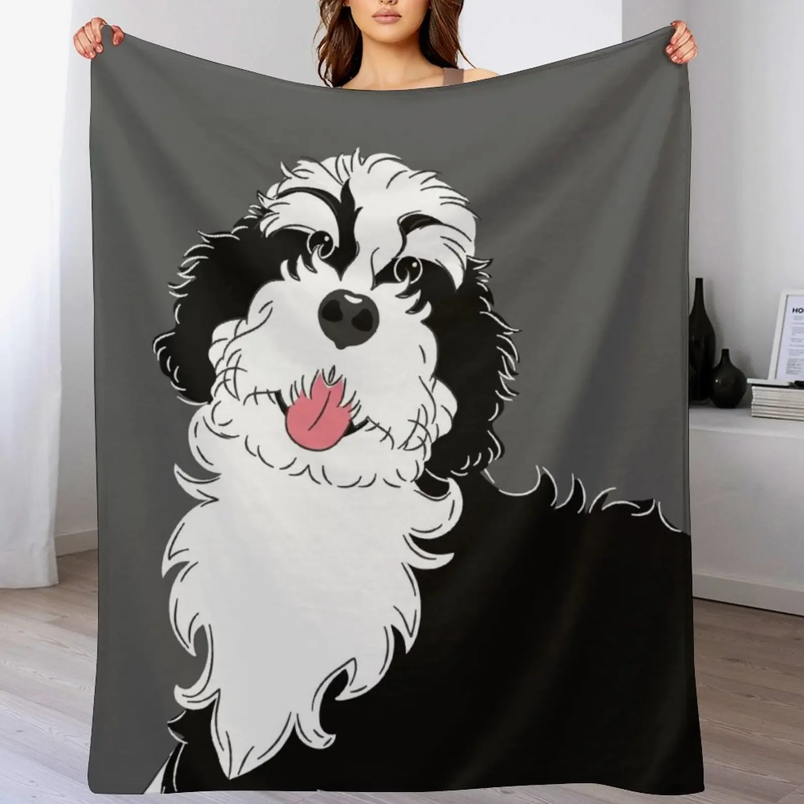 

Black and White Bernedoodle Throw Blanket decorative Blankets Sofas Of Decoration christmas decoration Soft Beds Blankets