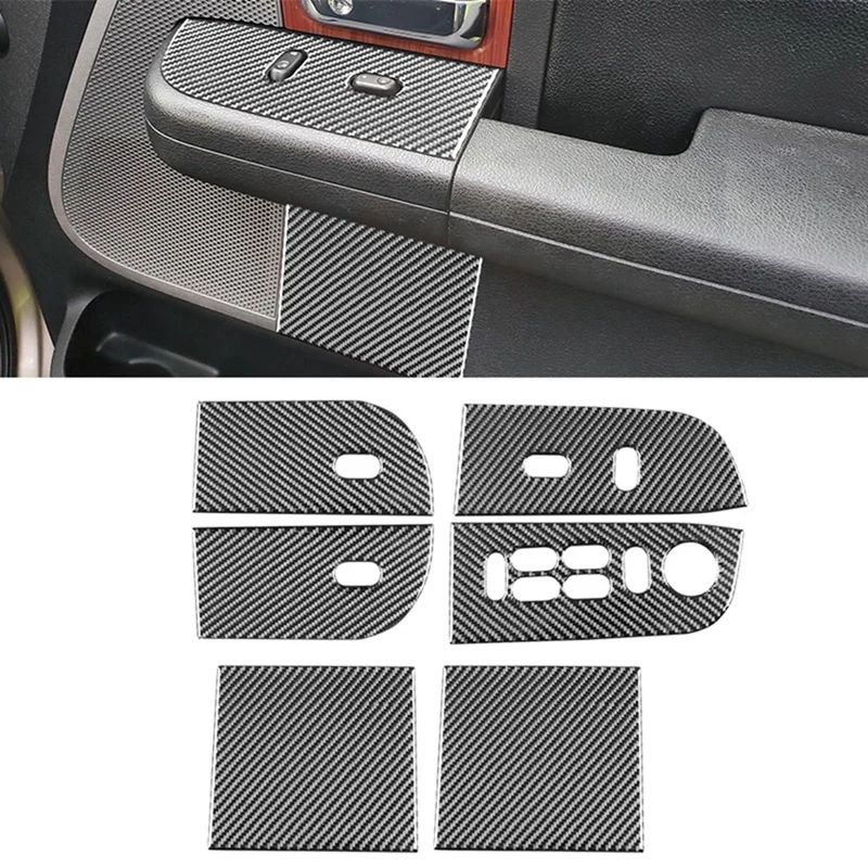 

Для Ford F150 2004-2008 левый руль из углеродного волокна, панель переключателя подъема окна автомобиля, наклейка, накладка, аксессуары-A92D