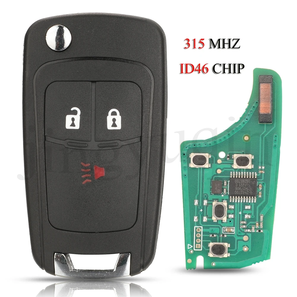 jingyuqin Folding Remote Control Car Key For Chevrolet Spark 2013 2014 2015 2016 315Mhz ID46 Chip 3 Buttons Flip Key Replacement