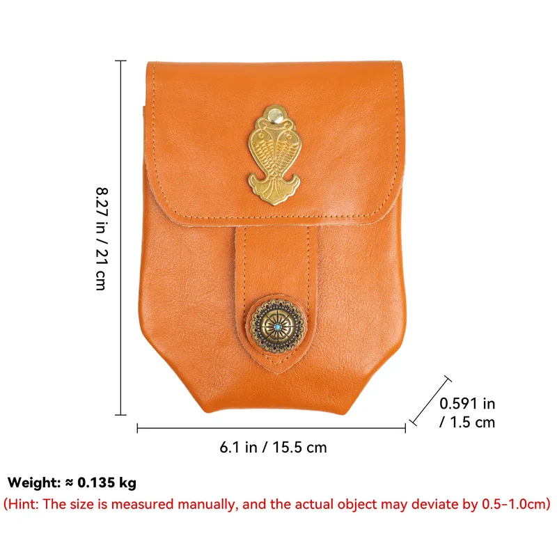 Vintage Waist Belt Bag For Men Big Mobile Phone Bag Genuine Leather Thick Shell Cell Phone With Protect Case Pocket Holder