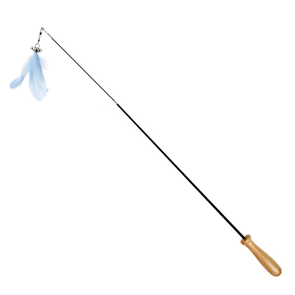 

2Pcs Retractable Cat Teasing Stick Premium Wooden Handle Adjustable Rope Pendant Interactive Cat Play Stick for Kittens
