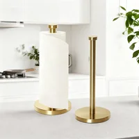 Portarrollos de cocina dorado elegante de alta gama, toallero de papel Vertical sin taladro, organizador de acero inoxidable cepillado de primera calidad
