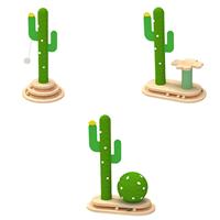 Cat Scratching Toy Pet Furniture Furniture Protection Wear Resistant Cactus Shape Wooden Scratcher for Kitten Perch Exercise