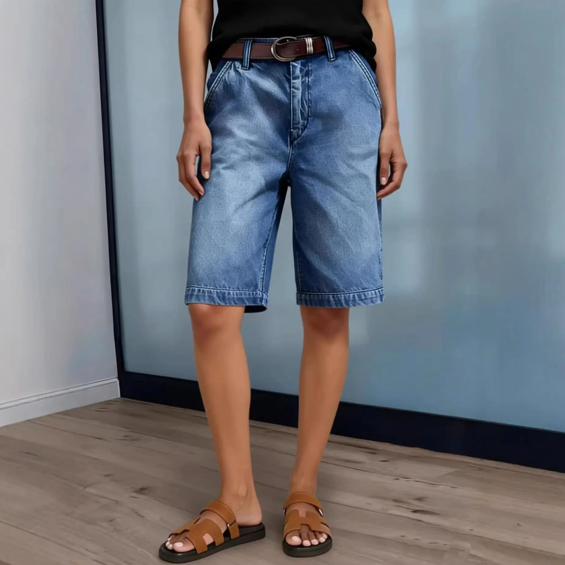 

2026 Summer Women's High Waist Stretch Denim Shorts Slim Fit Shorts European American Streetwear Sexy Shorts