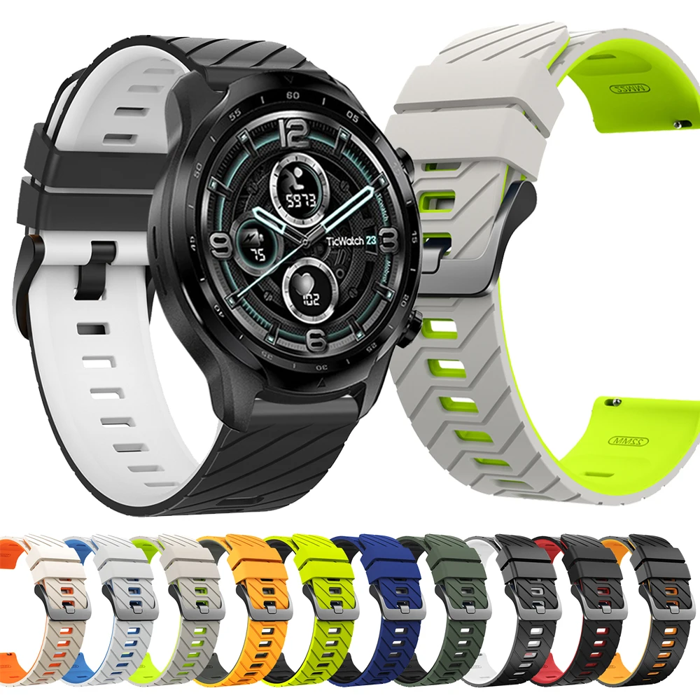 22 mm Silikonarmband für TicWatch Pro 3 Ultra GPS 2021 GTH 2 S2 E2 GTX GTW Sportarmband für Realme Watch S2 Ersetzen Sie weiche Bänder