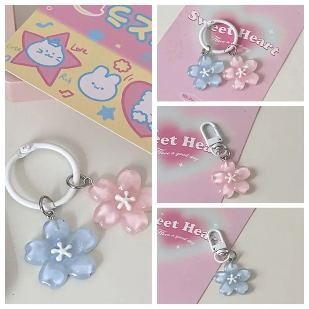 

Simulated Sakura Key Chain Cherry Blossom Flower Jelly Sakura Pendant Keyring Romantic Kawaii Translucent Flower Doll Pendant