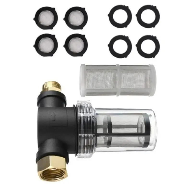 652F Inline Sediment Filter Strainer Set With Mesh Screens Compatibles With Garden Pressure Washers 3/4Inch Hose Connection