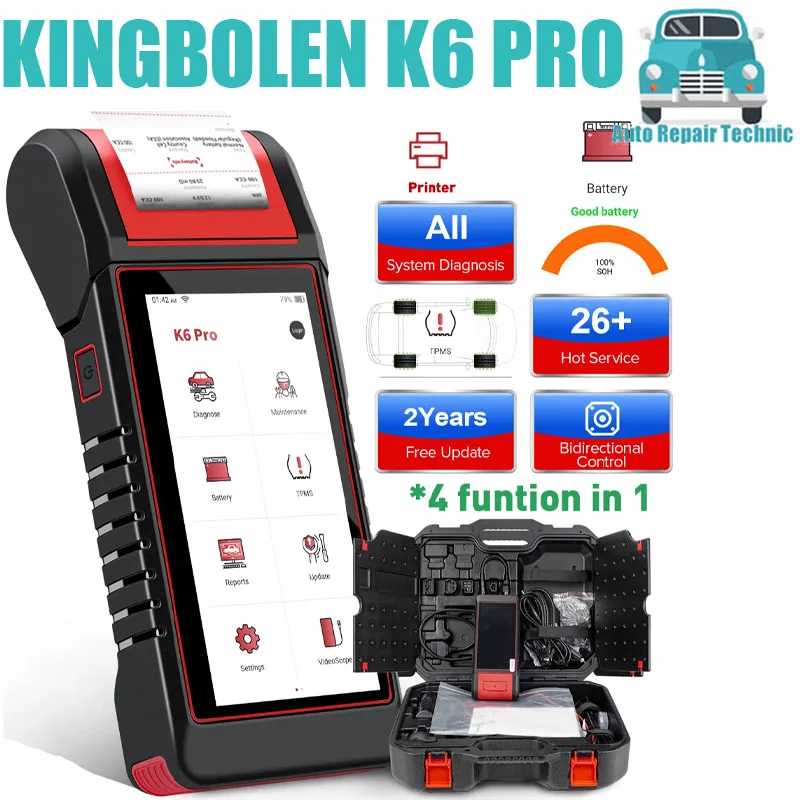 

KINGBOLEN K6 PRO Battery tester OBD2 diagnostic tool TPMS Reset Printer same as Konnwei Autel MK808 LAUNCH X431 Thinkdiag