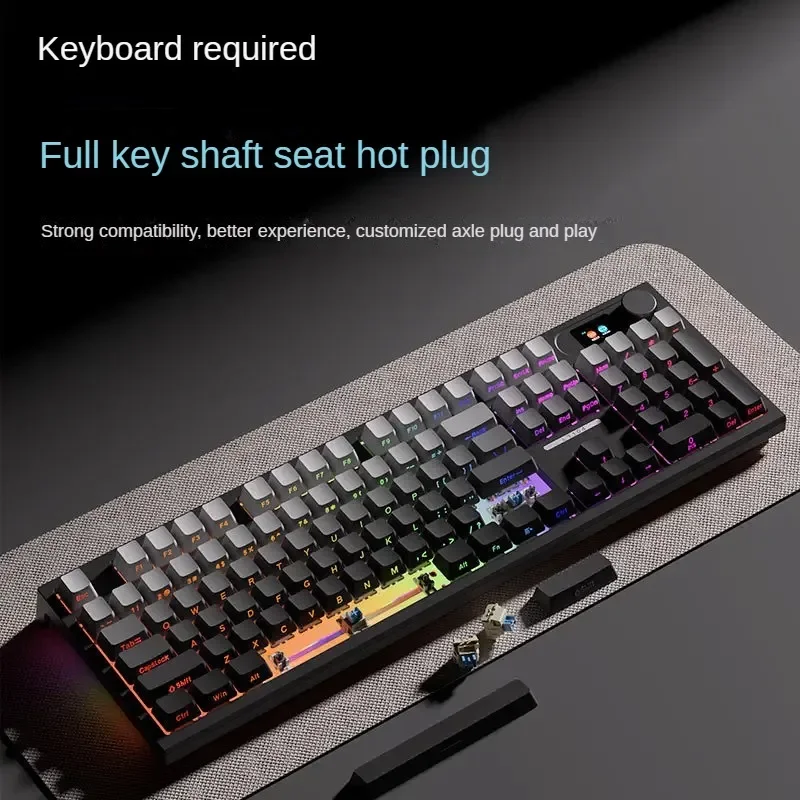 LANGTU LT104 Side Engrave Gradient Custom Mechanical Keyboard Wireless 2.4g Bluetooth Triple Mode RGB DIY Ergonomic HotSwappable