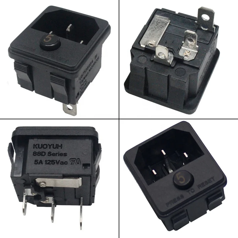 KUOYUH 88D Series 5A Plug Overload Protectors Button Switch Miniature Circuit Breakers