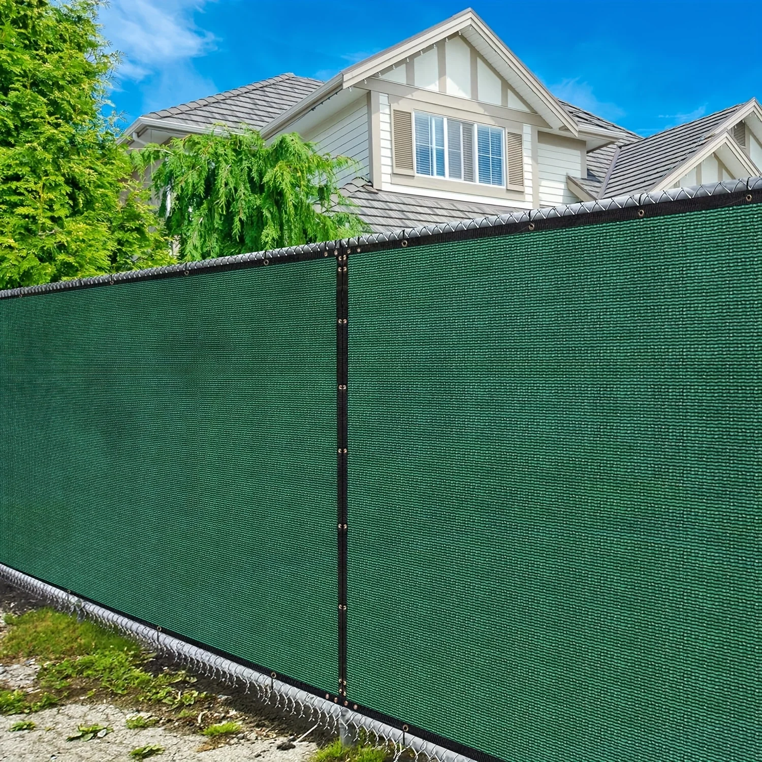 7' X 15' Privacy Fence Screen, Patio Fence Windscreen Cover Netting Mesh Fabric Cloth, 170 GSM Shade Tarp Barrier for Garden Backyard Playground Farm Driveway Balcony Deck Swimming Pool