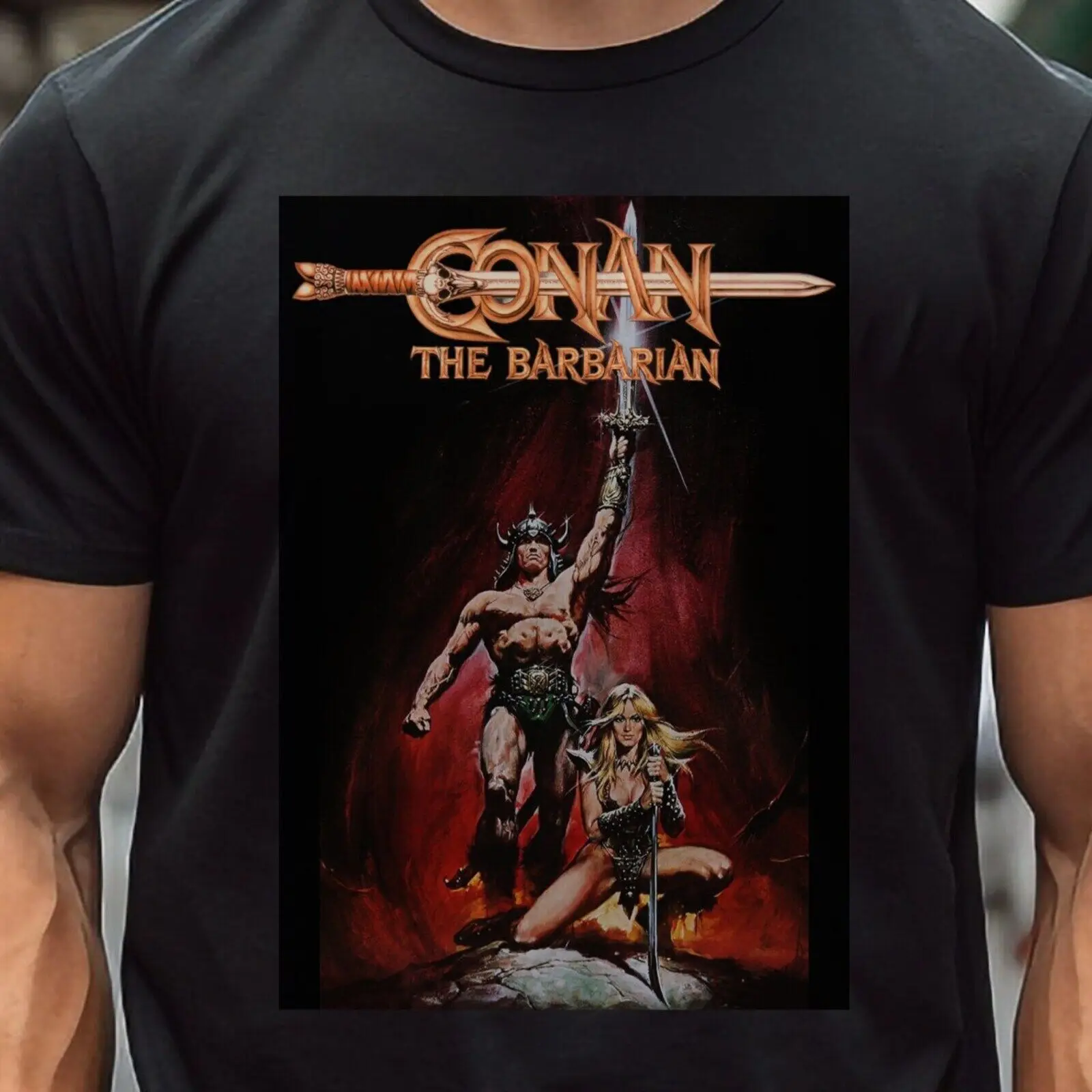 CONAN the Barbarian Tshirt T-shirt T shirt Vintage Aesthetic Movie Poster Tee