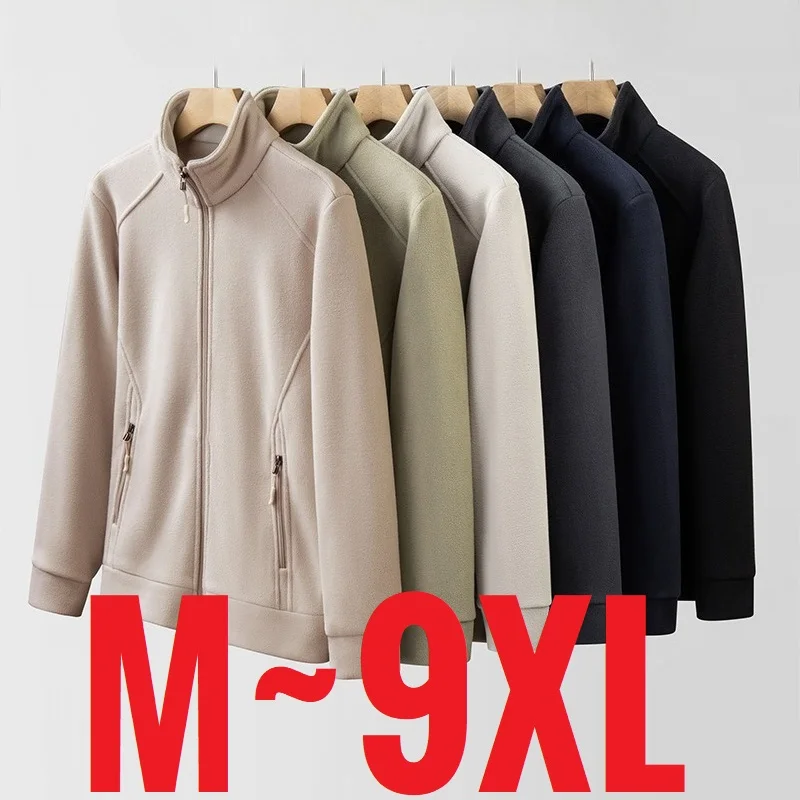 حجم كبير 9XL الرجال سترة عادية الوقوف طوق الرمز البريدي القطبية الصوف معطف الذكور يندبروف الربيع الشتاء زائد كبير سميكة الدافئة أبلى #1