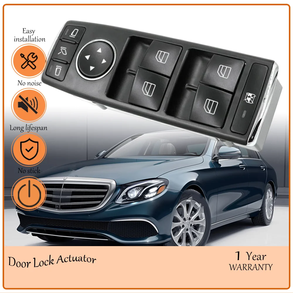 Interruptor de elevalunas eléctrico delantero izquierdo anticorrosión compatible con Mercedes-Benz Clase C, Clase E, GLK 2008-2017 OEM 2049055402