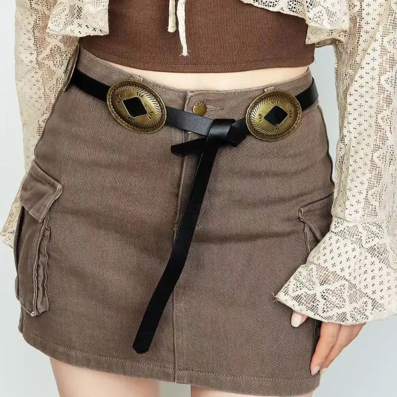 Western-style belt for women, stylish accessory, knot belt, casual, versatile women's belt