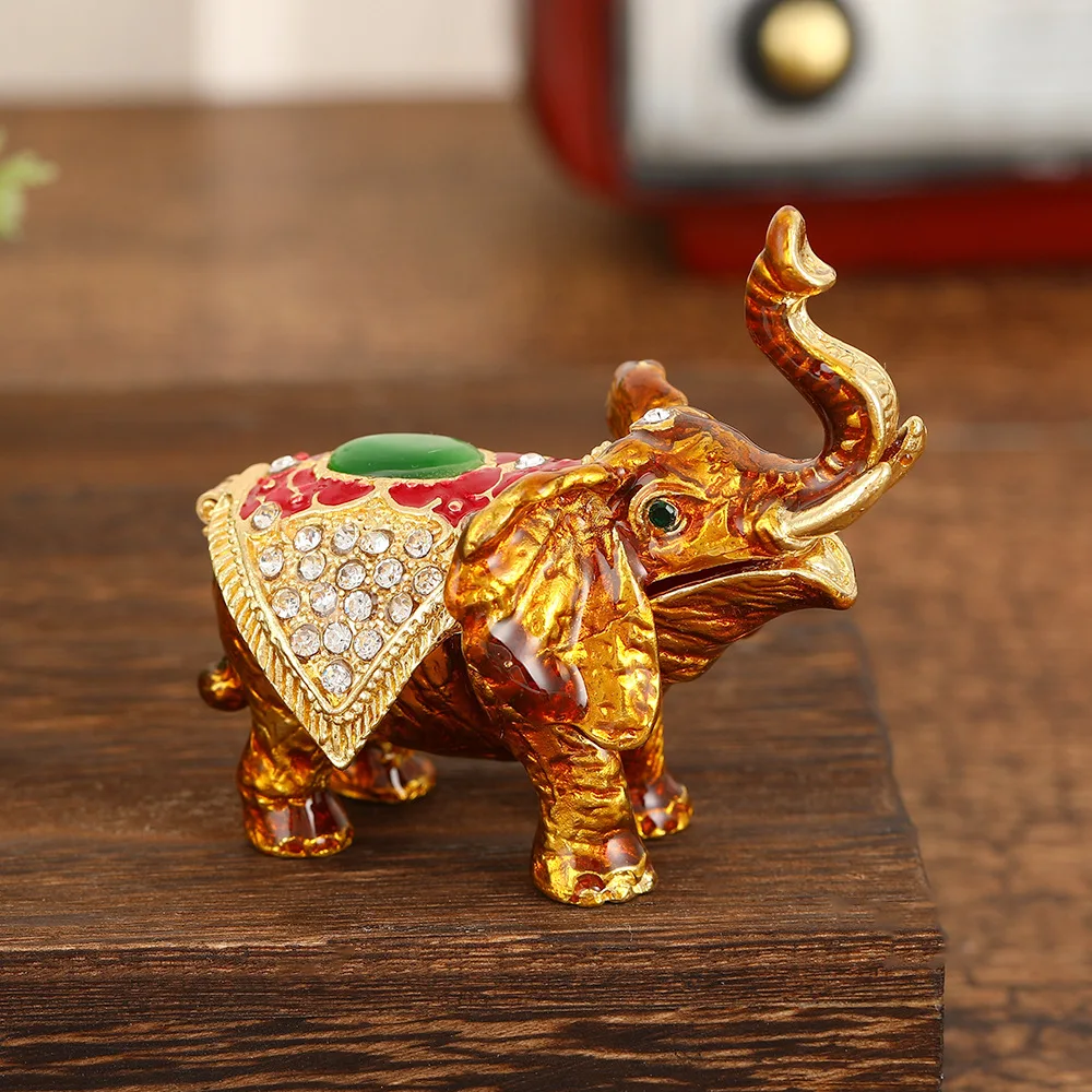 Elephant Shaped Jewelry Box Rhinestone Elephant Trinket Holder for Rings and Earrings Decor Organizer for Friends and Family