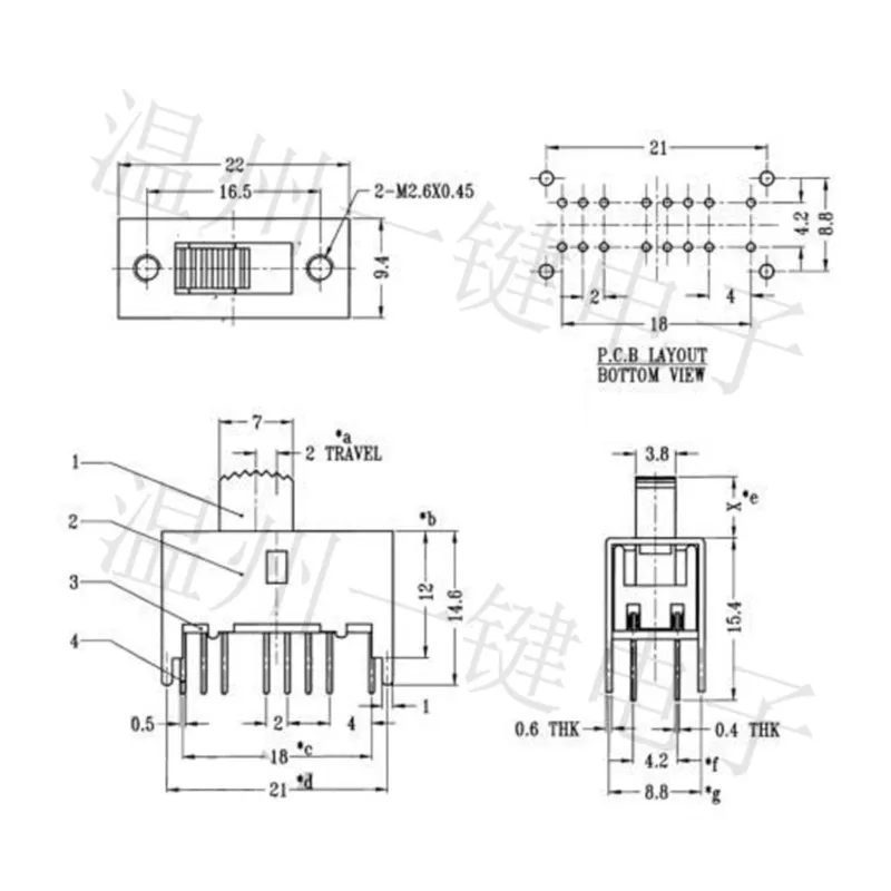 10 PCS SS-43D01 (4p3t) Handle Height 14/9/5 Double Row 3-Speed 16-Leg Vertical Toggle Slide Switch Radio