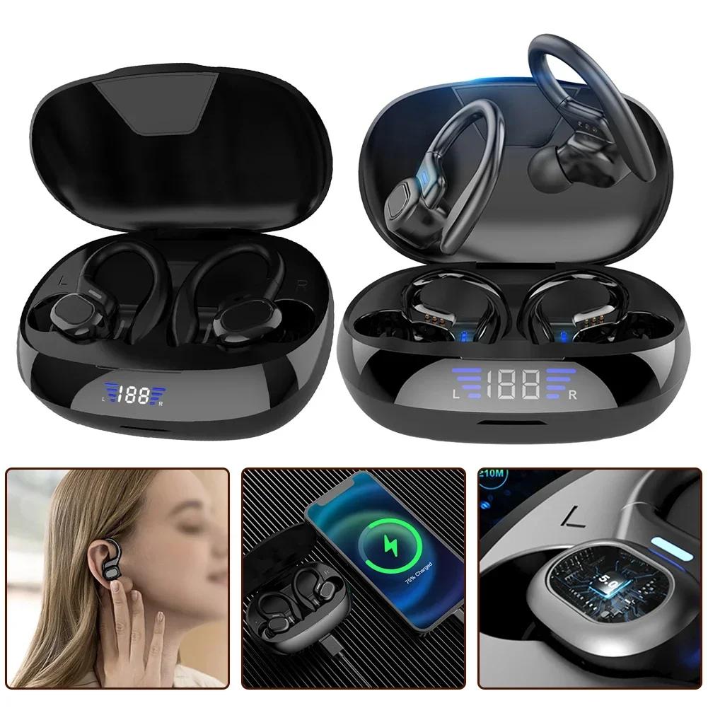 VV2 TWS Bluetooth Earphones With Microphones Sports Wireless Waterproof Earphones 5.0 Charging Compartment Ear-hook Earphones