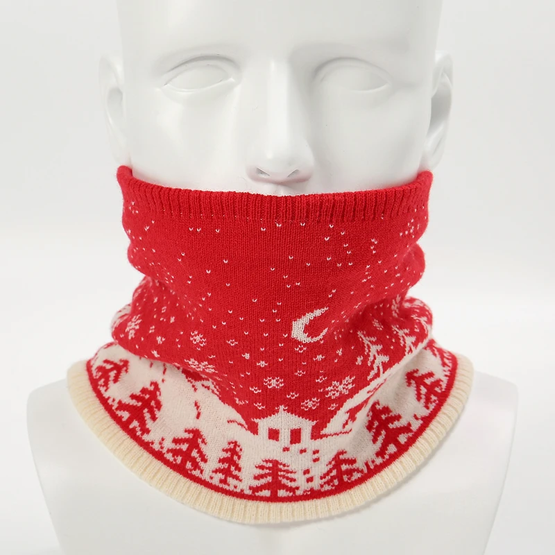 2024 Winter Christmas Scarf For Women Neck Ring Snood Warm Infinite Knitted Scarves Unisex Cashmere Female Fur Collar Bandana