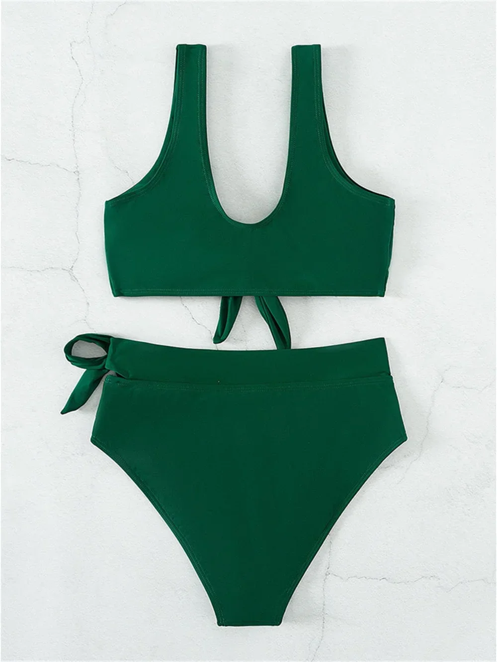 Grüner Bikini Y2K Bademode Hohe Taille Badeanzug Tankini Geknotet Strand Outfit Retro Badeanzug Frauen Biquinis femininos Plus Größe