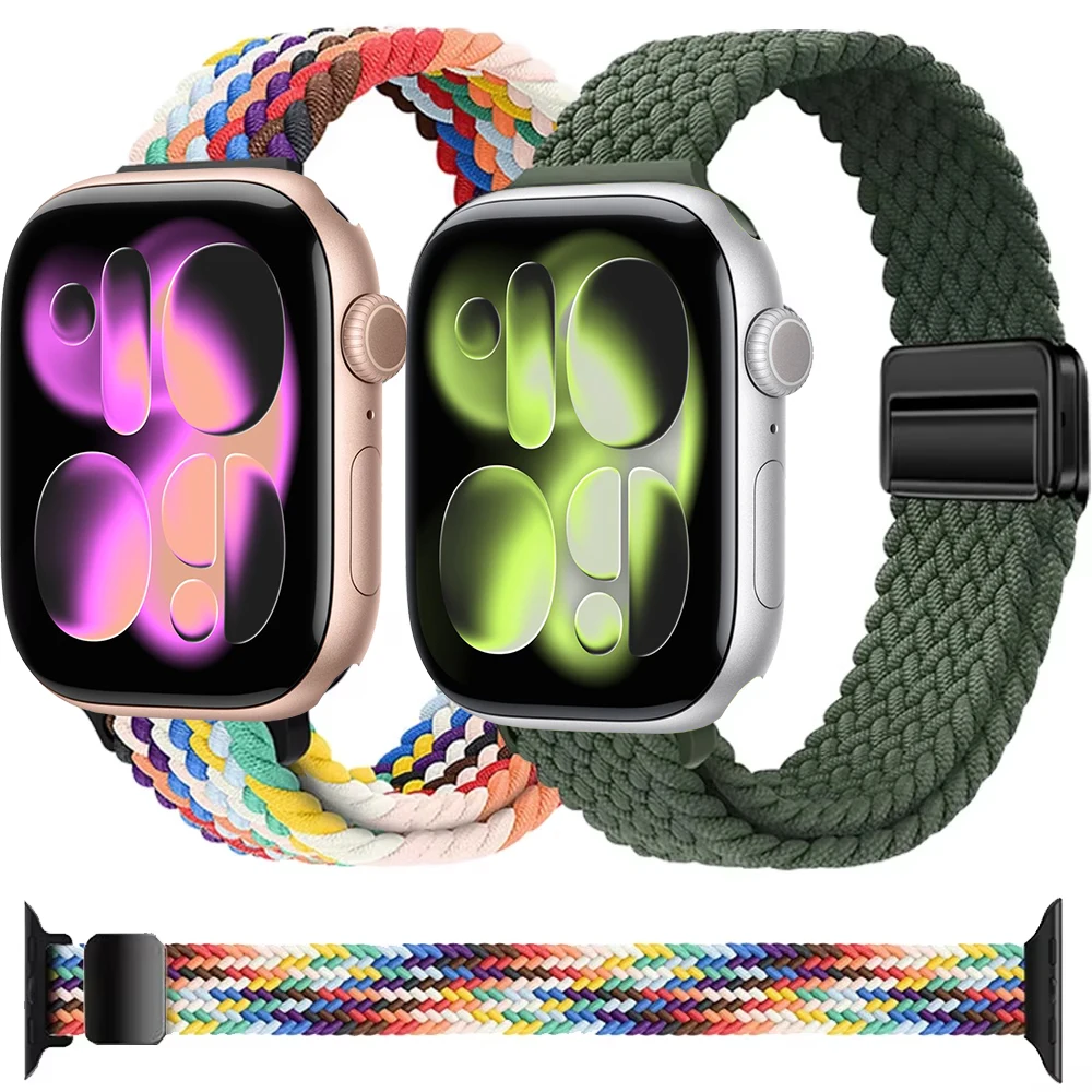 

Woman's Nylon Strap for Apple Watch Band 44mm 40mm 45mm 41mm 42mm 46mm 49mm Slim bracelet iWatch 11 10 Ultra 9 8 7 6 5 SE 3 Belt