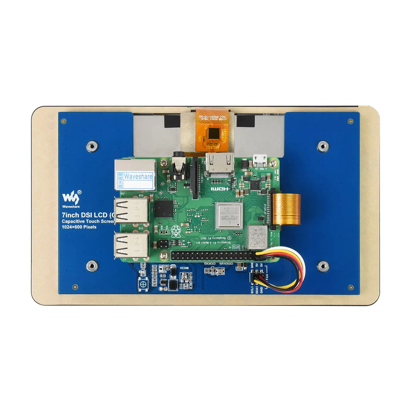 Raspberry Pi Display 7 Inch DSI Interface Capacitive Touch Screen 1024 by 600 Pixel Five Point Touch