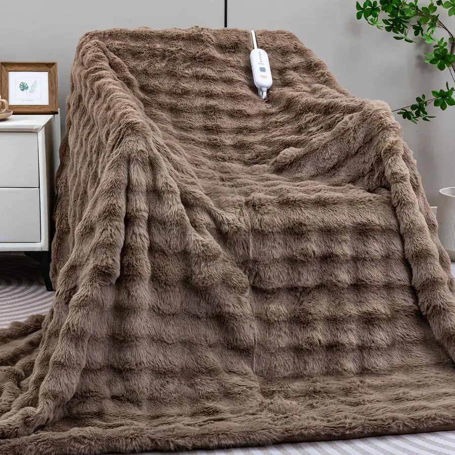

Blanket Electric Throw 50x60 Soft Thick Bubble Electric Blanket for Sofa with 5 Heat Levels amp 4 Hours AutoOff Overheat Protect