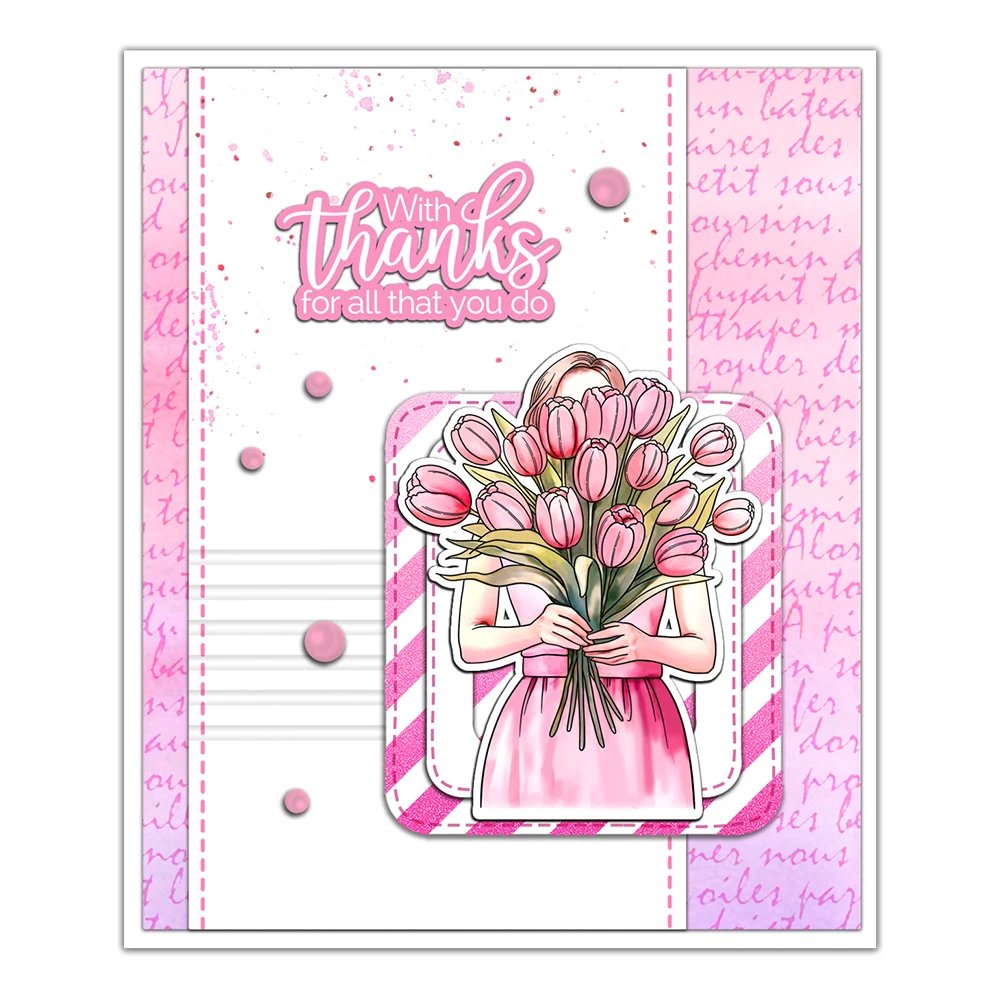 Mango craft Frauen und Tulpen Blumen schneiden stirbt klare Stempel DIY Scrap booking Metall stirbt Silikon Stempel karten Alben Dekor