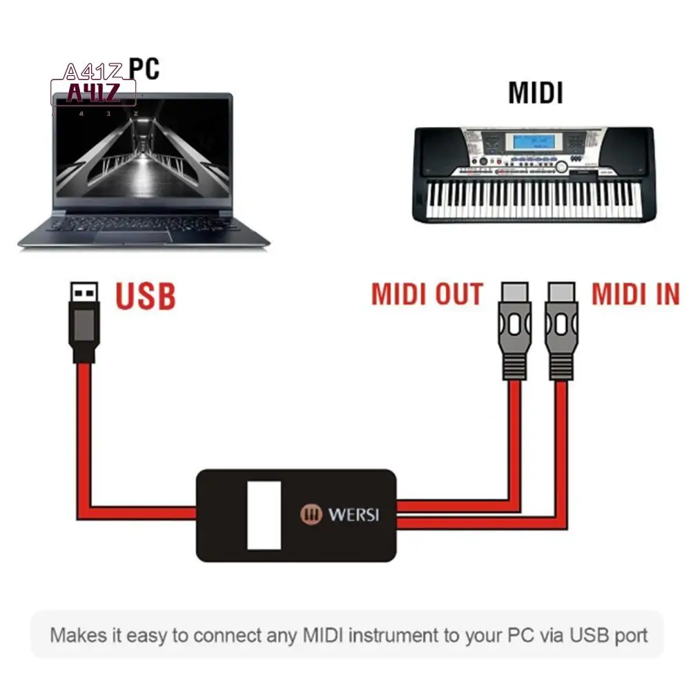 

A41Z-WERSI 5-контактный кабель-адаптер Midi-USB для Windows Mac Ios, ноутбука, музыкального фортепиано, клавиатуры