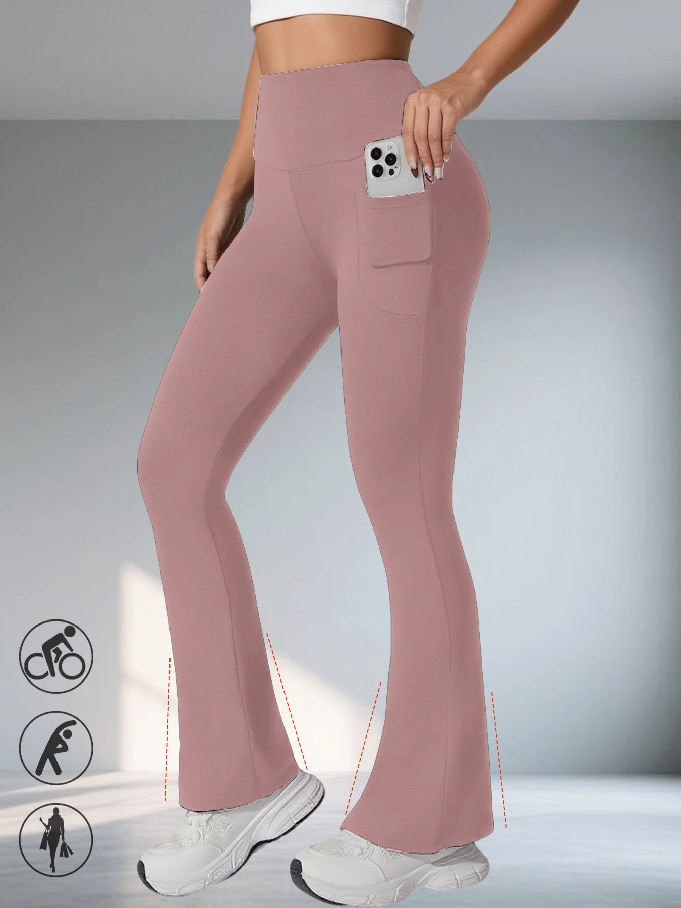 

High Waisted Flare Pants for Women Super Soft with Pockets Tummy Control No See Through Yoga running,Home Casual