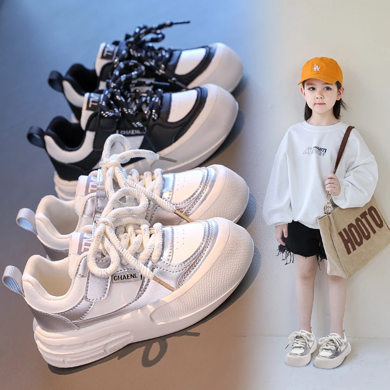 

New Spring and Autumn Children's Board Shoes Leather Soft Sole Sports Shoes, Casual Shoes, Girls' Student Kids Shoes