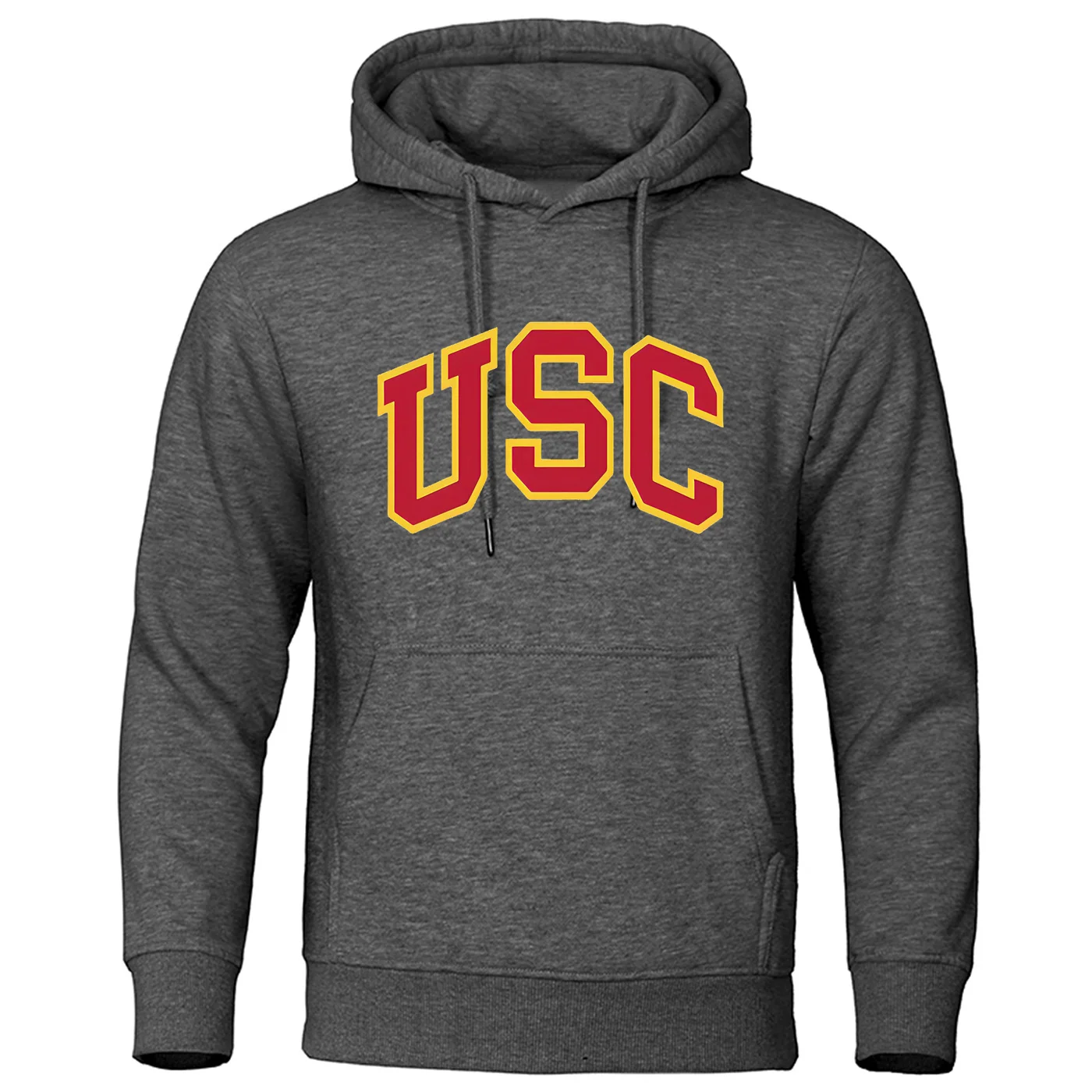 New popular loose and retro hoodie for men with letters USC printed hoodie for autumn and winter versatile men's long sleeved