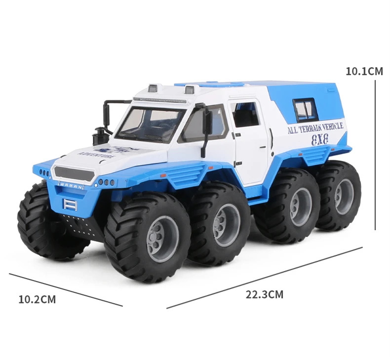 1:24 Alloy Diecast Russia Conqueror Shaman 8x8 SUV Car Model Armored Off-road 8Wheels Police Car Vehicle Model For Children Gift