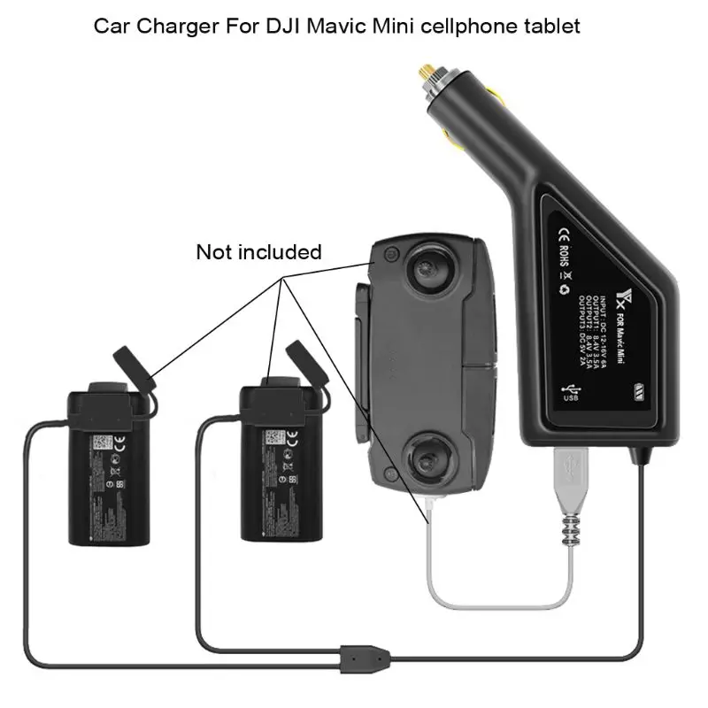 Battery Car Adapter Quick Support Batteries & Remote Controller Charging Together Easy Operation Durable