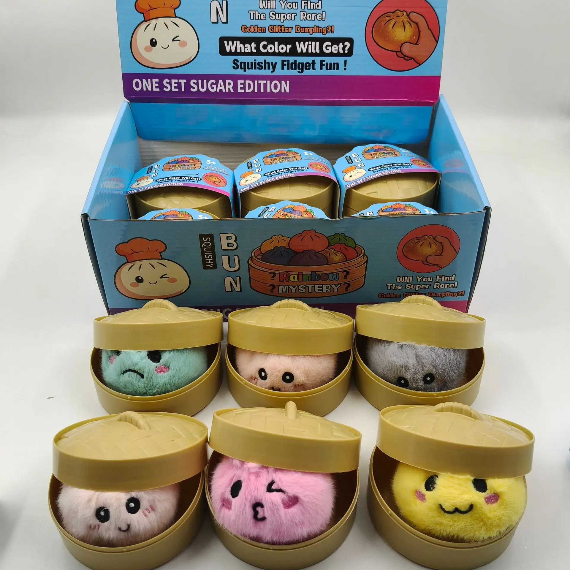 Hot Cute Steamed Bun Blind Box Plush Keychain Soft Squeeze Toy Kawaii Bao Bag Pendant Lovely Desktop Decor Creative Party Gift