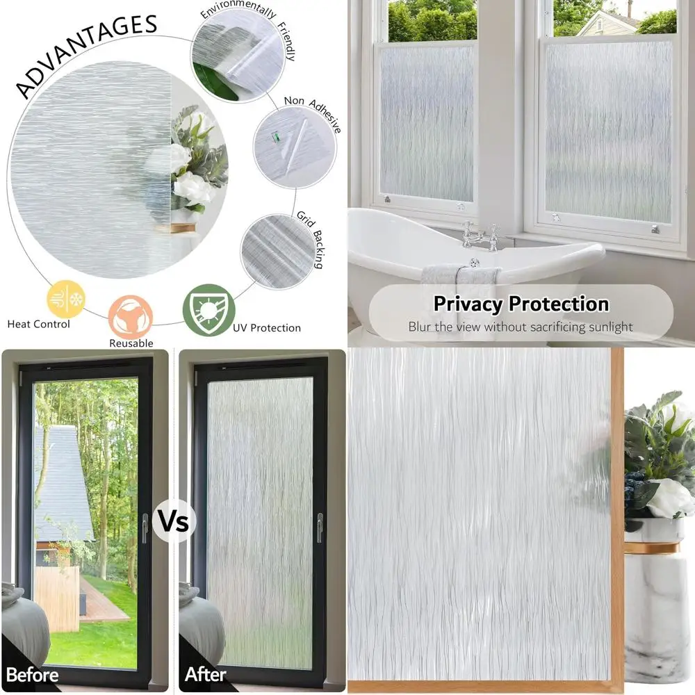 

Прозрачная съемная пленка для окон для дома - защита от УФ-излучения, 35,4x157,4 дюйма