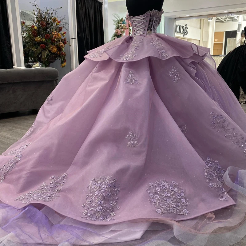 ANGELSBRIDEP Purple Princess Quinceanera Dresses Sexy Sweetheart Ball Gown Sweet 16 Long Court Train Vestidos 15 Anos