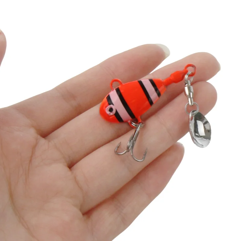 5 قطعة/صندوق طعم صيد السمك المعدني Vib مع ملعقة ترتر لصيد سمك السلمون المرقط يطير البناء المعدني المتين مناسب لأسماك المياه العذبة