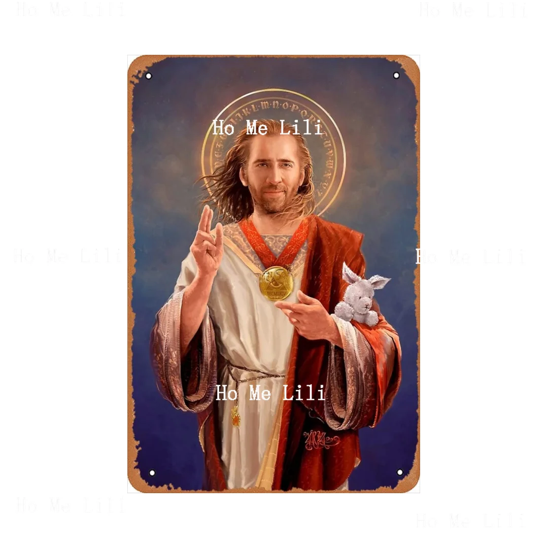 Saint Nicolas Of Cage Original Religious Painting Poster Metal Tin Sign Vintage