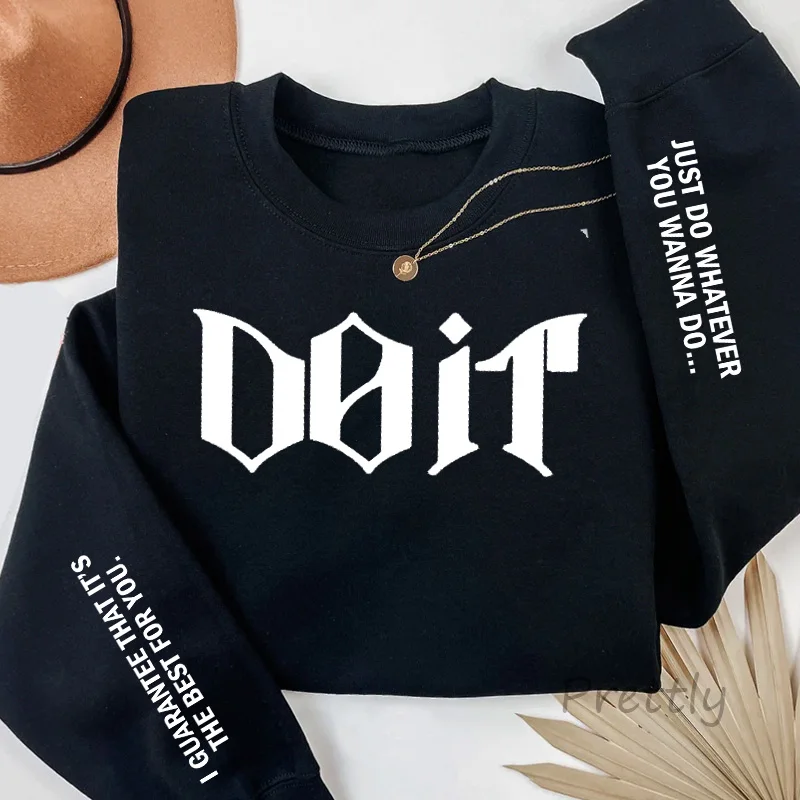 Do It Crewneck Sweatshirt Women Men Pink Kpop Fan Merch SKZ Sweatshirts Pullover Long Sleeve Hoodies Streewear Woman Clothing