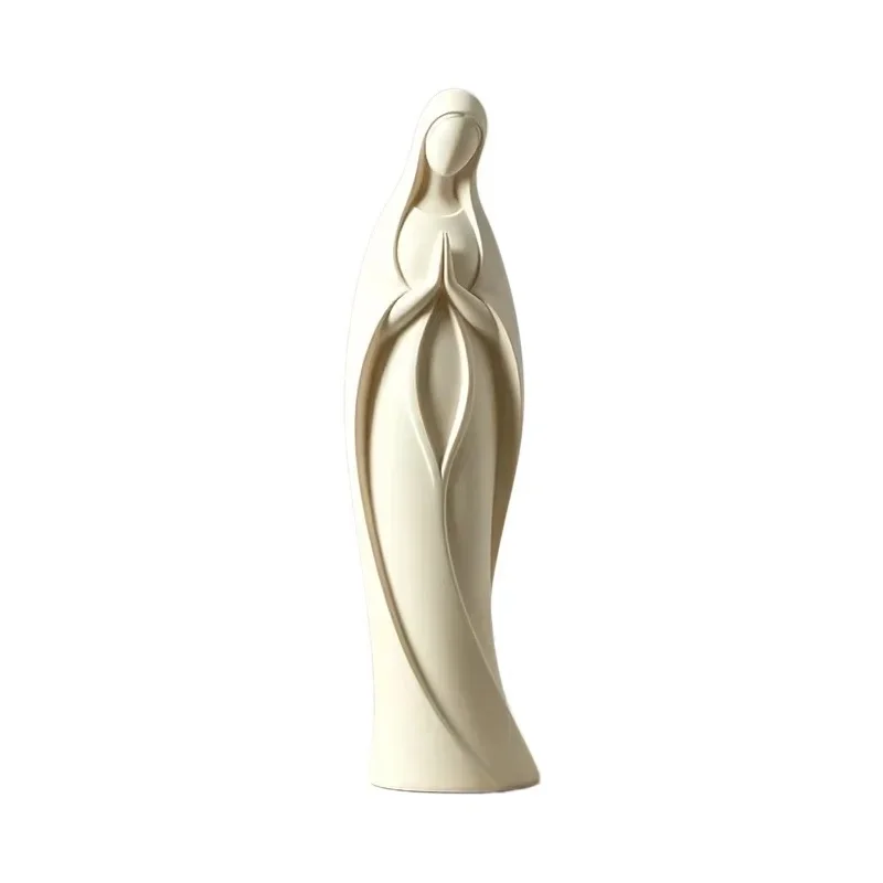 Elegant Virgin Mary Statue, Minimalist 3D Printed Angel Figurine for Home Garden Shelf Decor view 6
