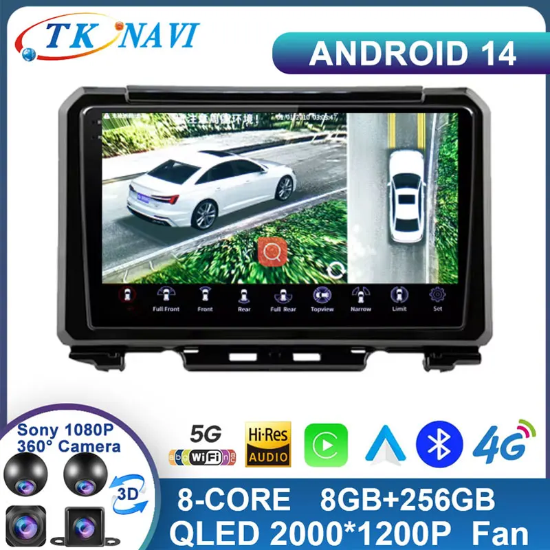 9 Inch Android 14 For Suzuki Jimny 2019 2020 Antoradio 2 Din Car Multimedia Stereo Player GPS Navigation Wifi FM System DSP BT