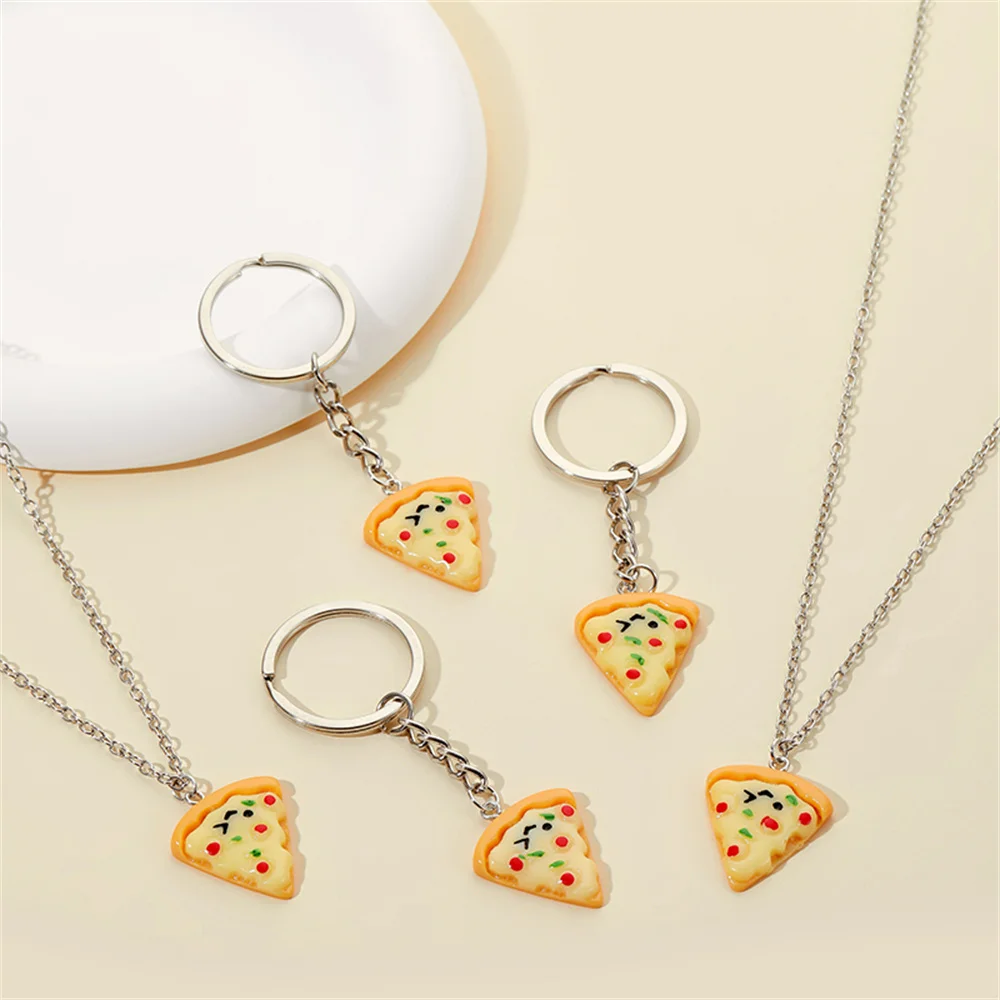 Dainty Pizza Charms Necklace for Women Food Pendants Keychain Friendship Necklace Best Friends Party Jewelry Accessories Gift