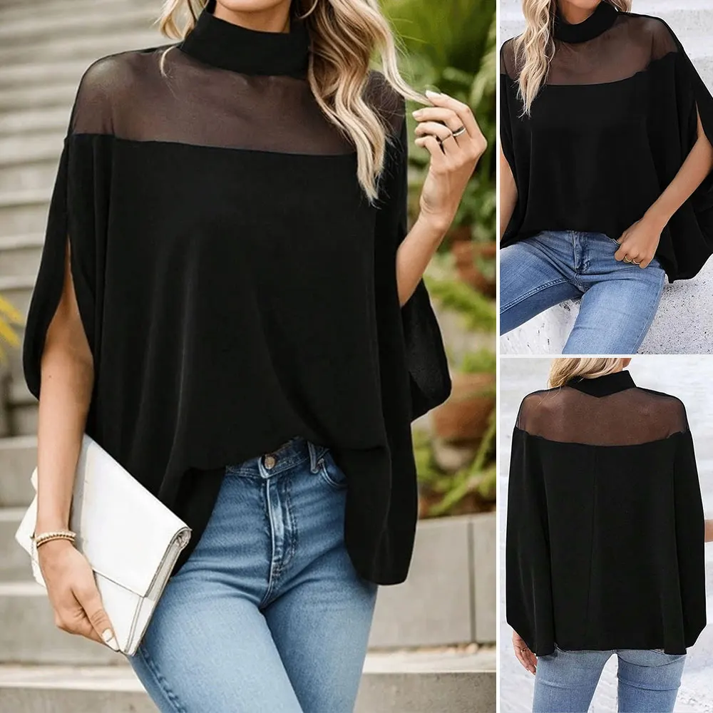 

MiaMuse Boutique женские блузки осенние элегантные приличные однотонные марлевые плащи с рукавами и высоким воротом офисные женские блузки