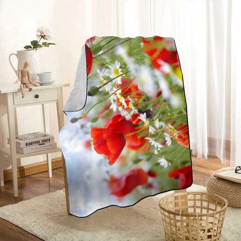 Nuovo arrivo Poppies coperte di fiori stampa coperta morbida coperta da casa/divano/biancheria da letto coperta da viaggio portatile per adulti