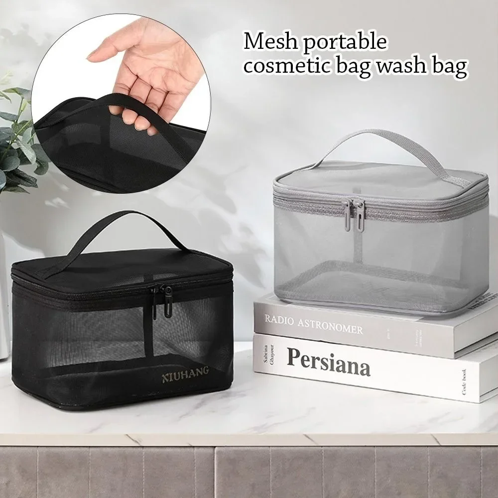 2-lagige Reise-Kosmetik-Organizer-Tasche, transparent, faltbar, Netz-Reißverschluss, Aufbewahrungstasche, großes Fassungsvermögen, Make-up-Waschset-Tasche, 2025 – Detail 1